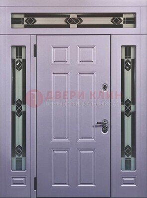 Филенчатая железная парадная дверь с фрамугами ДПР-82 в Костроме