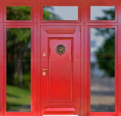 Красная парадная дверь для частного дома ДПР-88 в Котельниках
