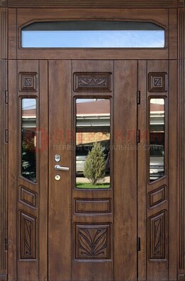 Парадная стальная дверь Винорит со стеклом и резьбой ДПР-97 в Пензе