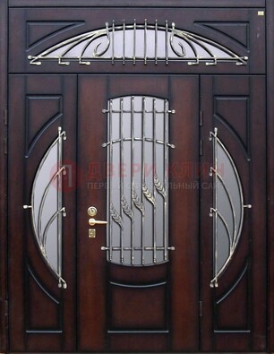 Парадная дверь со стеклянными вставками и ковкой ДПР-9 для улицы в Белгороде