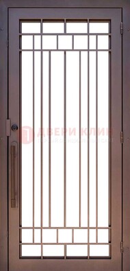 Стальная решетчатая дверь в коричневом цвете ДР-12 в Котельниках