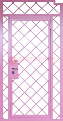 Розовая металлическая решетчатая дверь ДР-15 в Котельниках