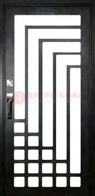Черная стальная решетчатая дверь в современном стиле ДР-43 в Котельниках