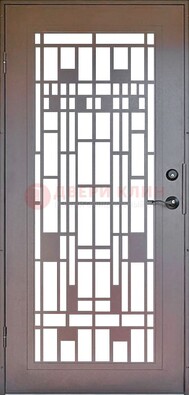 Коричневая стальная решетчатая дверь с узором ДР-4 в Котельниках