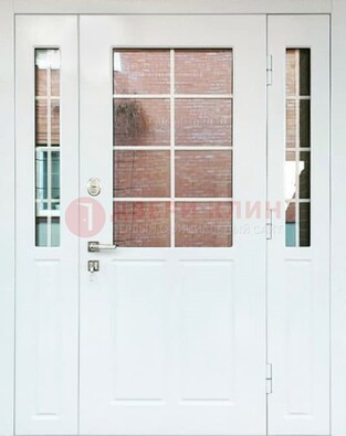Белая стальная дверь со стеклом и фрамугами ДС-27 в Перми
