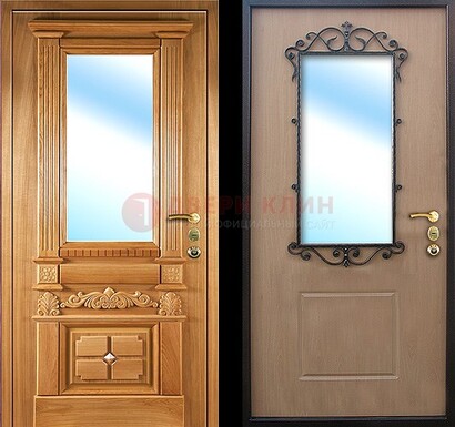 Светлая стальная дверь со стеклом ДС-2 в кирпичный дом в Ярославле