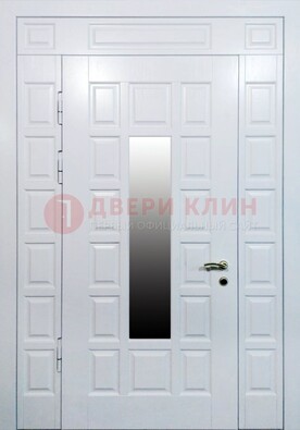 Белая входная дверь с МДФ панелью и стеклом ДС-56 в Котельниках