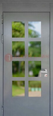 Серая металлическая дверь со стеклом ДС-78 в Котельниках