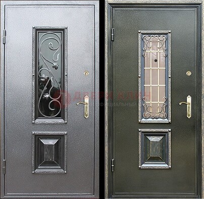 Звукоизоляционная металлическая дверь со стеклом и ковкой ДСК-12 в Котельниках
