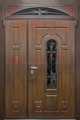 Большая металлическая дверь со стеклом и ковкой ДСК-145 в Ростове-На-Дону