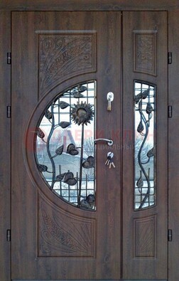 Входная дверь стекло с ковкой и резьбой ДСК-202 в Балашихе