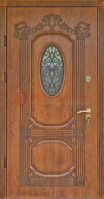 Резная металлическая дверь Винорит со стеклом и ковкой ДСК-215 в Оренбурге