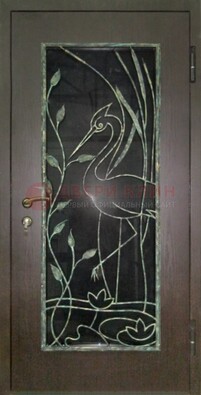 Стальная дверь Винорит со стеклом и ковкой цапли ДСК-256 в Ростове-На-Дону
