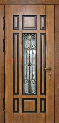 Двухцветная железная дверь Винорит со стеклом и ковкой ДСК-264 в Шатуре
