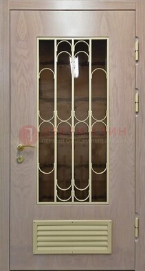 Железная дверь Винорит со стеклом и ковкой с решеткой ДСК-265 в Ростове-На-Дону