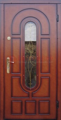 Яркая металлическая дверь Винорит со стеклом и ковкой ДСК-268 в Шатуре