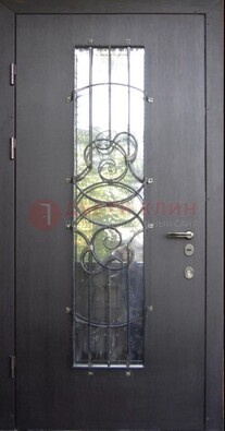 Остекленная стальная дверь с ковкой ДСК-26 в Ростове-На-Дону