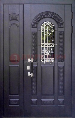Входная дверь Винорит со стеклом и ковкой с узором ДСК-270 в Липецке