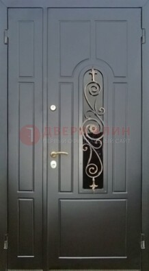 Металлическая дверь Винорит со стеклом в темном цвете ДСК-276 в Котельниках