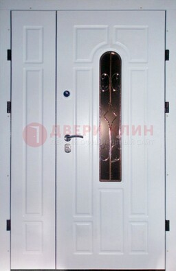 Входная дверь Винорит со стеклом в белом цвете ДСК-277 в Котельниках