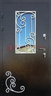 Входная дверь Порошок со стеклом и ковкой ДСК-278 в Котельниках