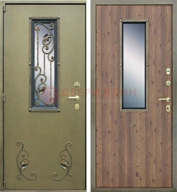 Офисная железная дверь со стеклом и ковкой ДСК-44 в Волгограде