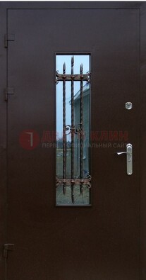 Надежная металлическая дверь со стеклом и ковкой ДСК-47 в Котельниках