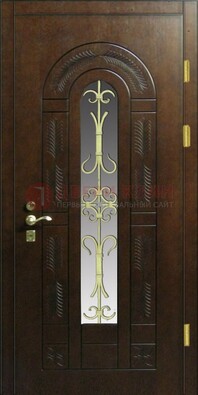 Дизайнерская металлическая дверь со стеклом и ковкой ДСК-50 в Коломне