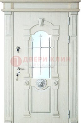 Герметичная входная дверь со стеклом и ковкой с украшением ДСК-64 в Котельниках