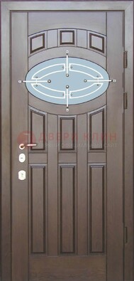 Квартирная металлическая дверь со стеклом и ковкой ДСК-7 В Ижевске