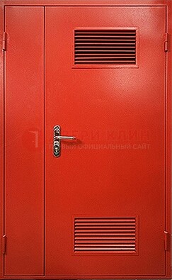Красная железная техническая дверь с вентиляционными решетками ДТ-4 в Тамбове