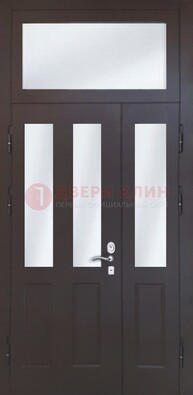 Черная тамбурная дверь со стеклянными вставками ДТМ-38 в Котельниках