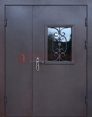Тамбурная дверь Порошок со стеклом и ковкой ДТМ-48 в Котельниках