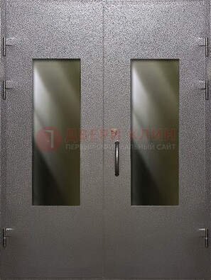 Серая тамбурная дверь со стеклянными вставками ДТМ-8 в Котельниках