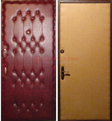 Бордовая металлическая дверь с винилискожей ДВ-1 в Мурманске