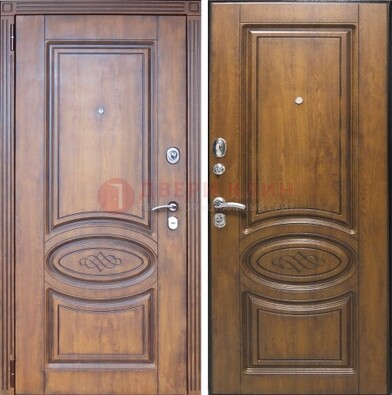 Коричневая металлическая дверь с виноритом ДВТ-10 в Уфе