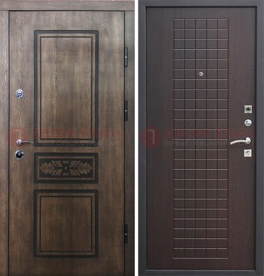 Входная резная дверь c МДФ и коричневой обратной стороной  ДM-1177 в Рязани