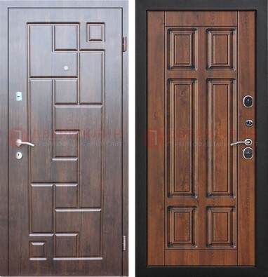 Металлическая коричневая дверь с виноритом и филенкой ДВТ-137 в Липецке