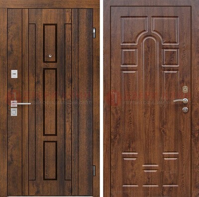 Стальная коричневая дверь с МДФ и коричневой МДФ внутри ДМ-1388 в Сертолово