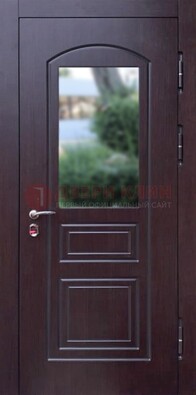 Темная железная дверь с виноритом и стеклом ДВТ-162 в Котельниках