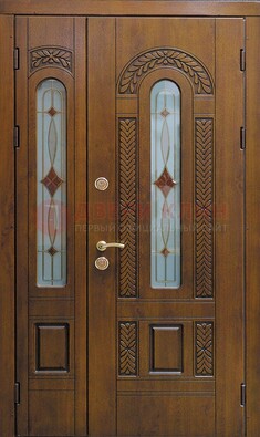 Темная стальная дверь с виноритом и стеклом ДВТ-179 в Котельниках