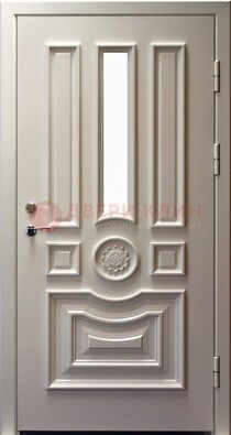 Белая уличная дверь с виноритом и стеклом ДВТ-201 в Лыткарино