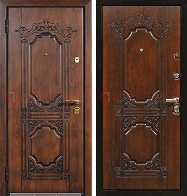 Коричневая железная дверь с виноритом и узором ДВТ-211 в Котельниках