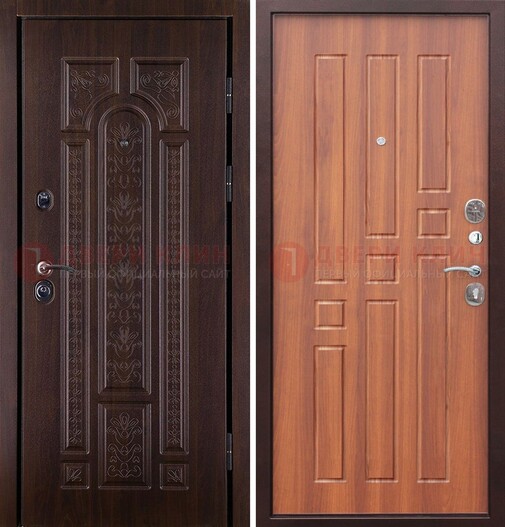 Темная металлическая дверь с виноритом и узором ДВТ-224