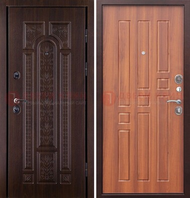 Темная металлическая дверь с виноритом и узором ДВТ-224 в Котельниках