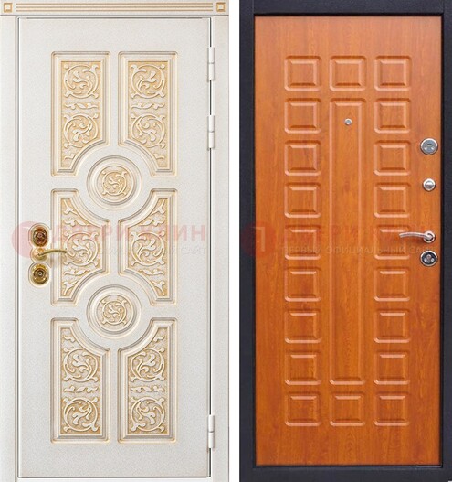 Белая железная дверь с виноритом ДВТ-230
