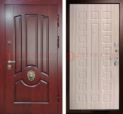 Темно-красная входная дверь с виноритом ДВТ-234 в Котельниках