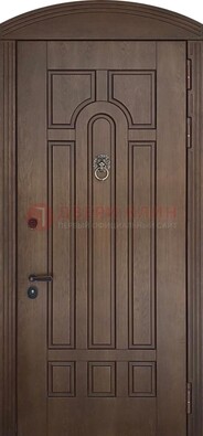 Коричневая стальная дверь с виноритом в форме арки ДВТ-237 в Котельниках