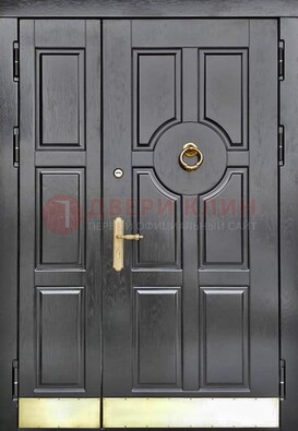 Черная металическая дверь с виноритом для дома ДВТ-241 в Котельниках