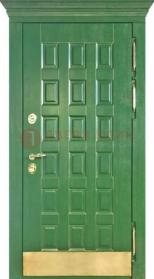 Входная зеленая дверь с виноритом для коттеджа ДВТ-249 в Сургуте